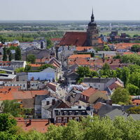 Blick von oben auf die Neustaft und auf die Katharinenkirche in Brandenburg an der Havel © Boettcher